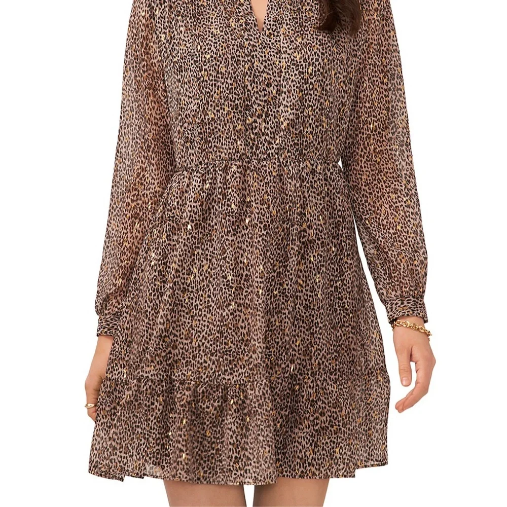 Vince Camuto Ruffled Hem Split Neck Dress- XXS - Picture 1 of 3